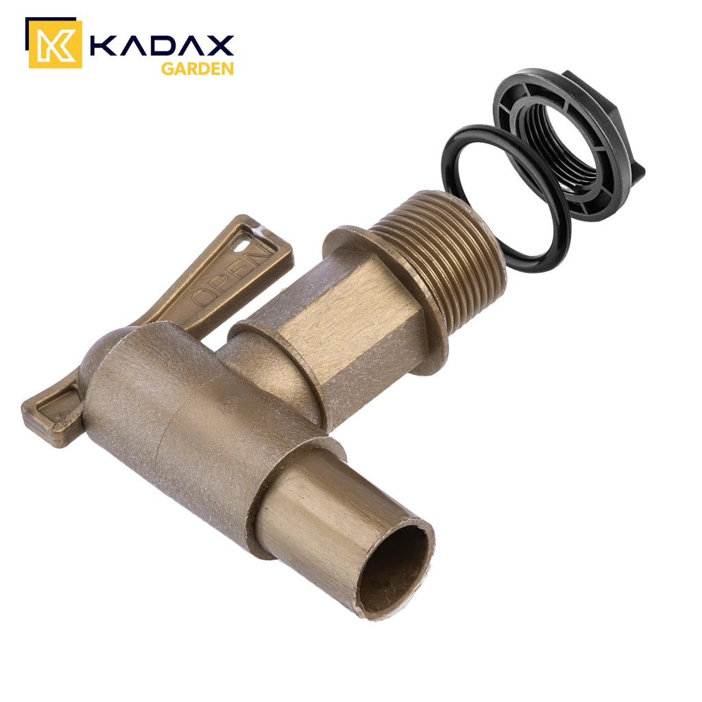 Rubinetto da giardino KADAX 3/4 per serbatoio di acqua piovana con valvola a barilotto.