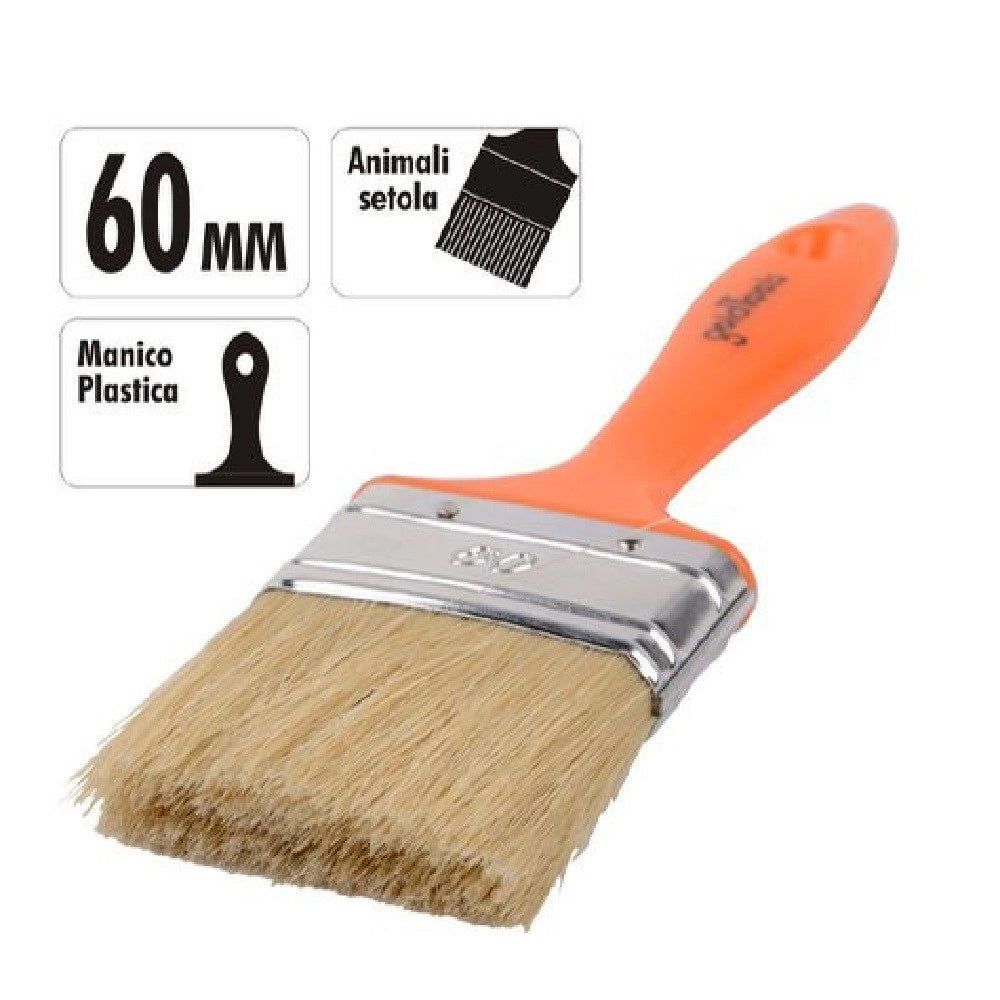 Trade Shop - Pennello 60 Mm Pennellessa Con Manico In Plastica Per Pittura Verniciare 90257 -