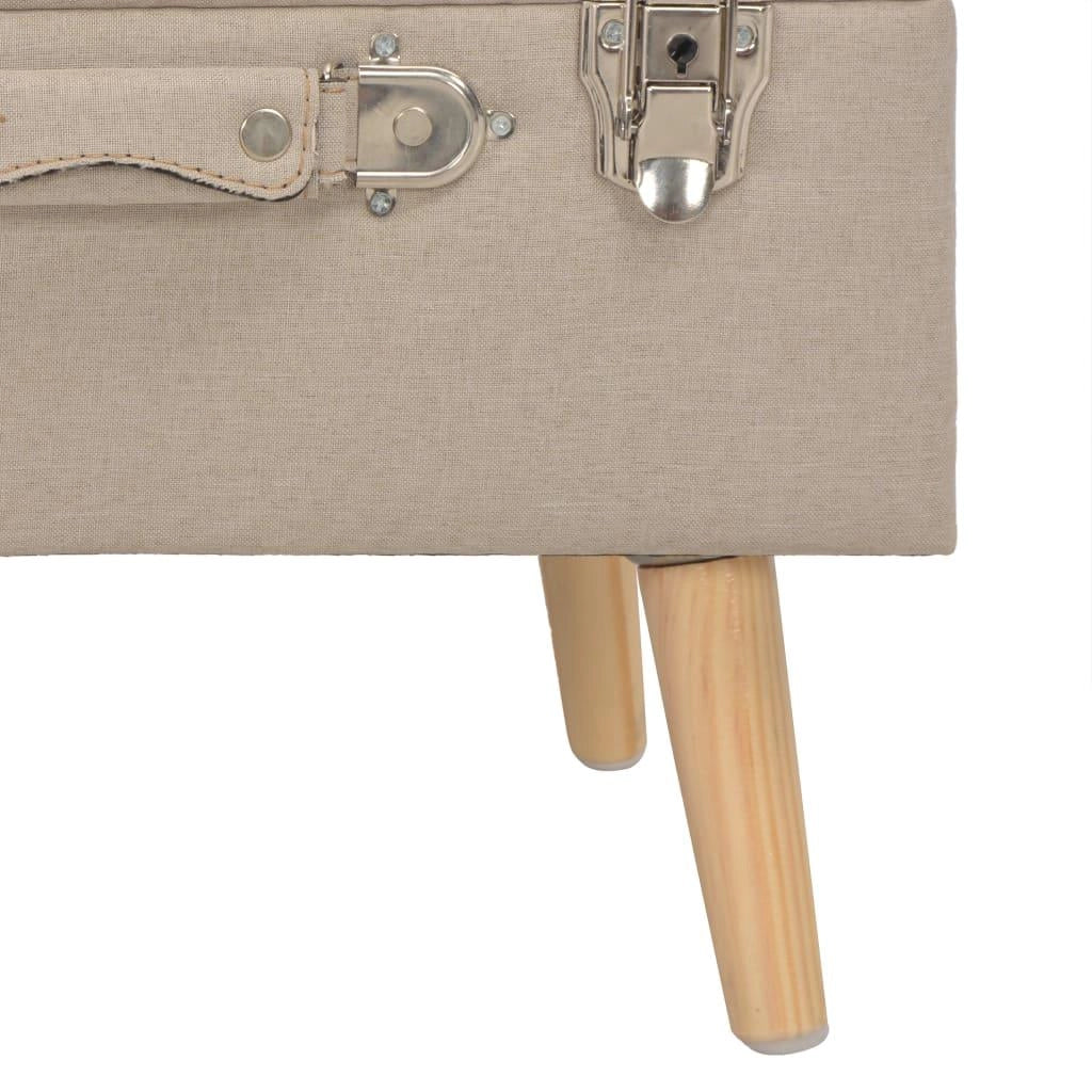Panca pouf sgabello contenitore 3 pezzi tessuto beige 3002089