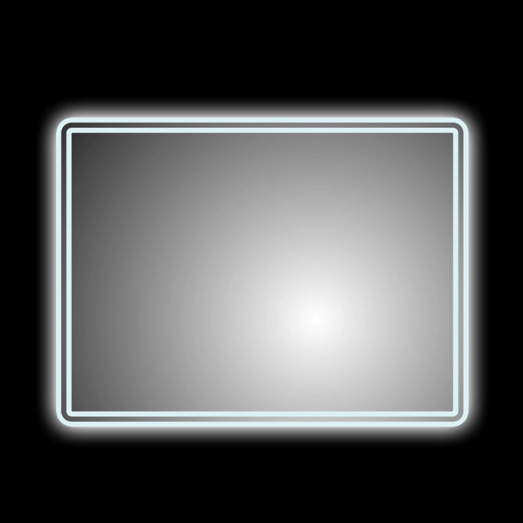 Specchio 5mm rettangolare smussato doppia cornice led interruttoretouch *** misure 80x60 cm, tonalità standard 6000-...
