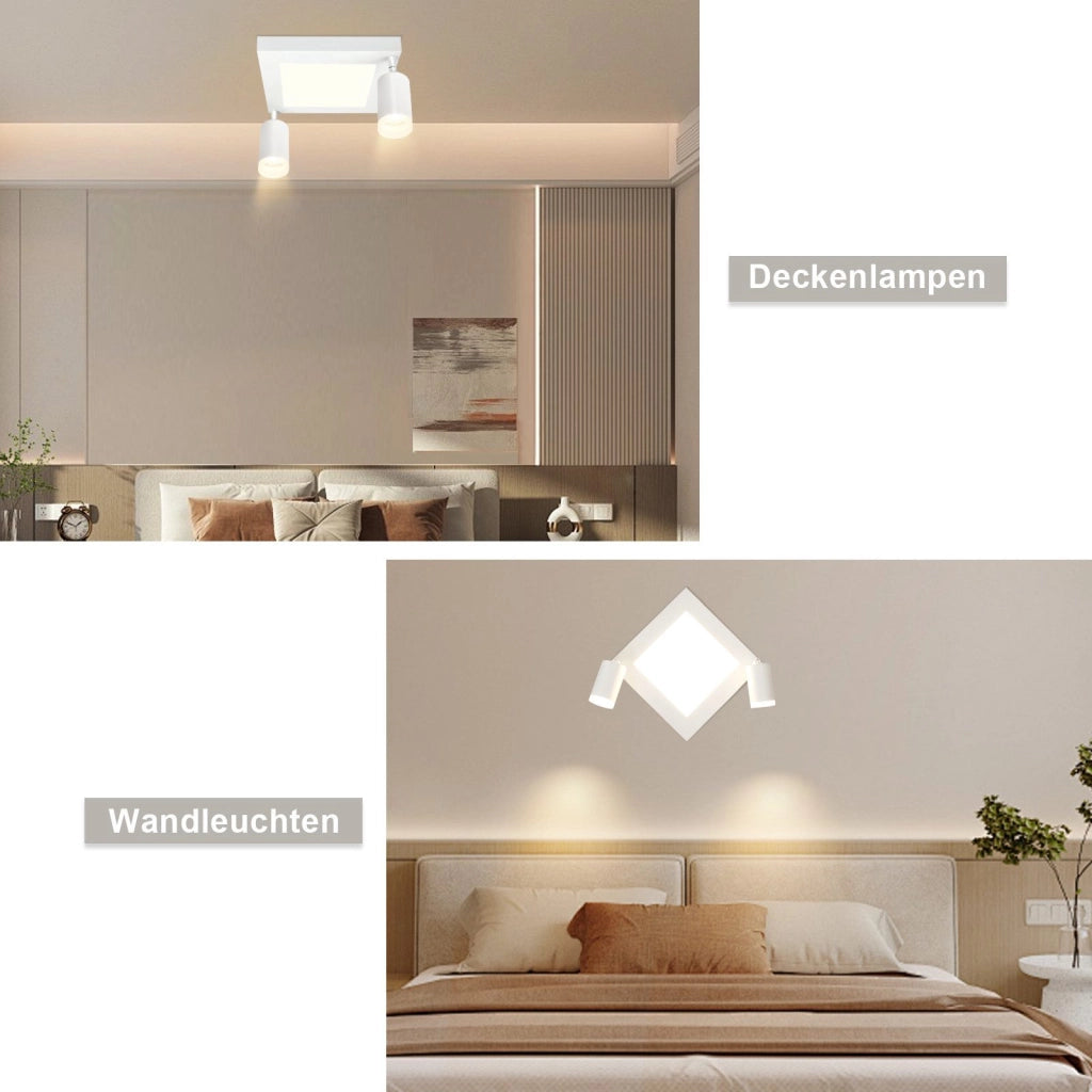 ZMH Faretto da soffitto quadrati bianchi 1 luce GU10 20W 3000K orientabili 350° per cameretta