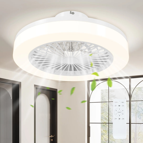 Ventilatore a Soffitto con Luce LED Regolabile e 6 Velocit¨¤, in Plastica e Acrilico, ?46x16 cm, Bianco
