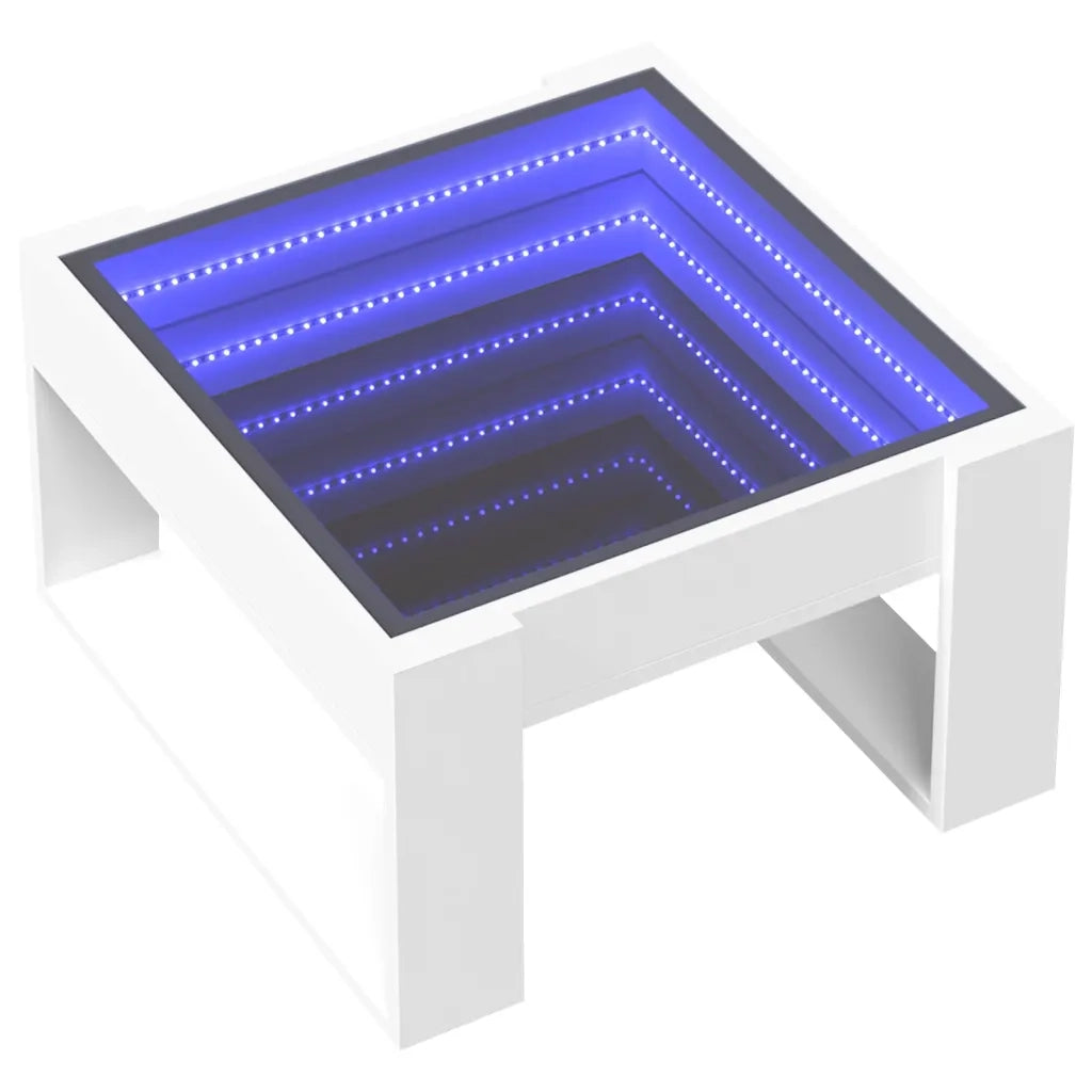 Tavolino da salotto | Tavolino da caff¨¨ | Tavolino da Soggiorno con LED Infinity Bianco 50x53x30 cm