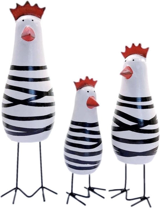 Set di 3 Figure di Legno di Pollo – Miniature Decorative per Cucina e Scrivania