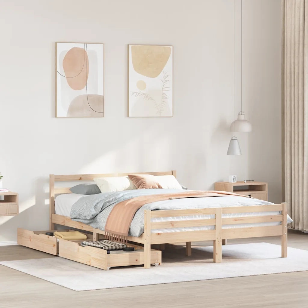 Letto senza Materasso 160x200 cm in Legno Massello di Pino 3301614