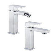 Miscelatore rubinetto bidet cromato + miscelatore rubinetto lavabo cromato bagno casa