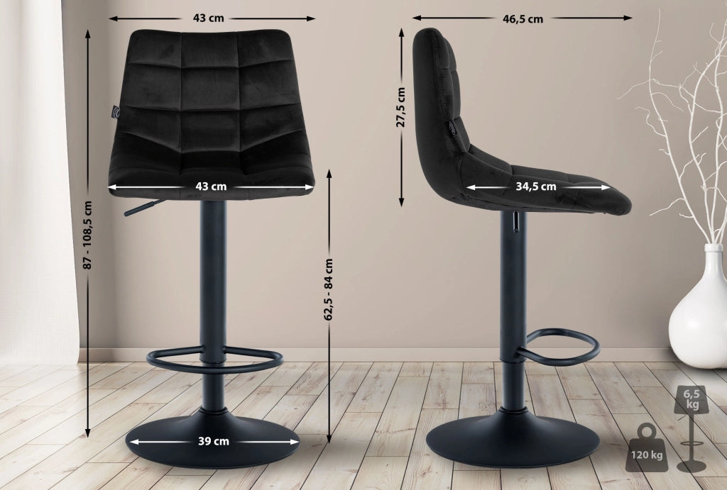 Sgabello Jerry Velvet nero,nero