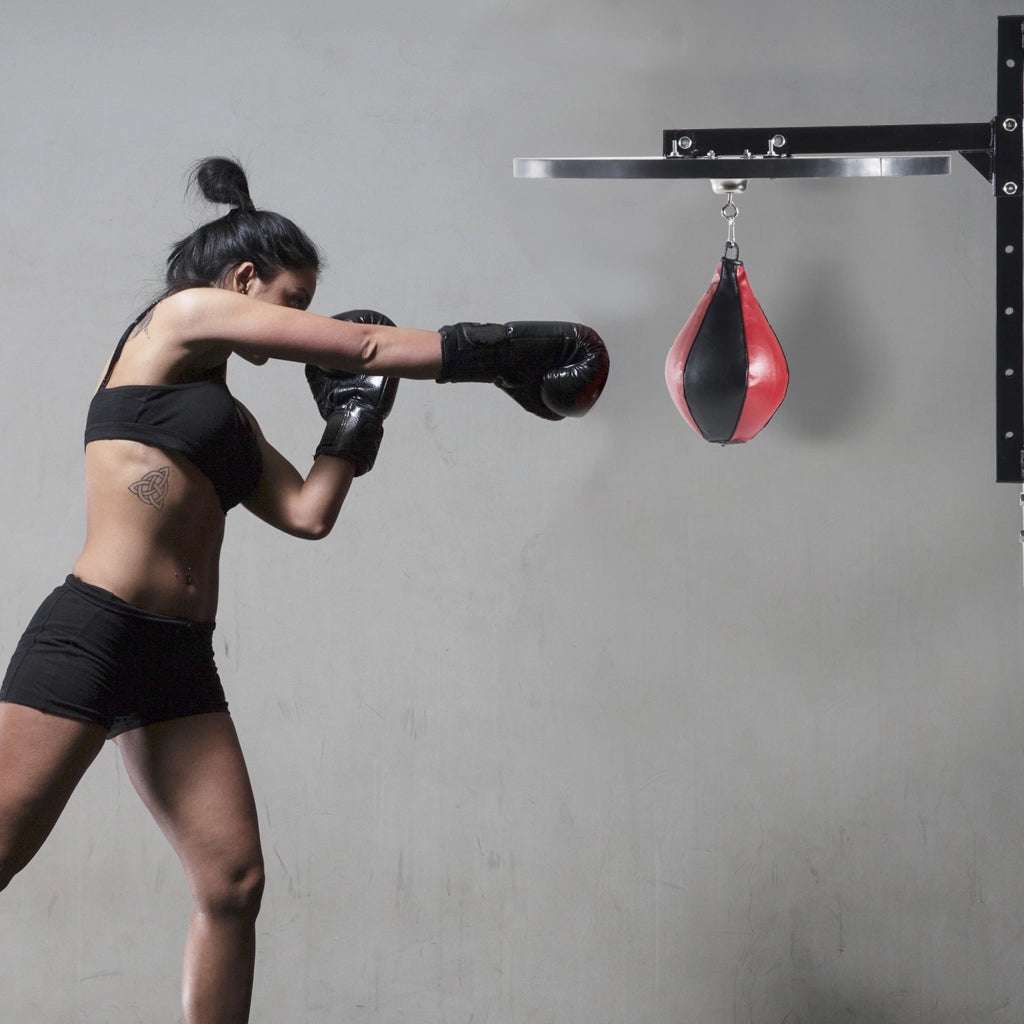 EasyComfort Piattaforma Boxe con Speedball Φ21 cm, Punching Ball per Allenamento Pugilato Arti Marziali, in Legno e Acciaio