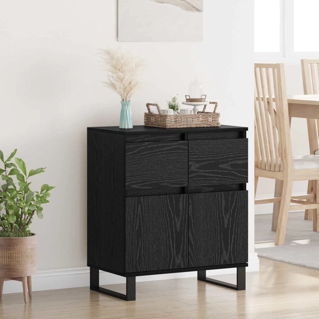 Credenza | Madia | Buffet da pranzo | Armadio da pranzo con cassetto Rovere Nero 60 x 35 x 70 cm