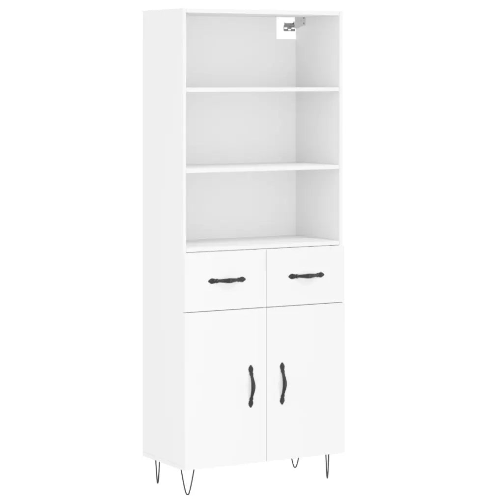 Credenza-Buffet-Armadio da cucina Bianca 69,5x34x180 cm in Legno Multistrato 905143