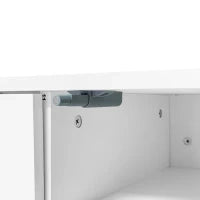 Moderno mobile TV lucido con illuminazione LED, 2 ante, 1 cassetto, vano aperto, apertura a pressione, Bianco