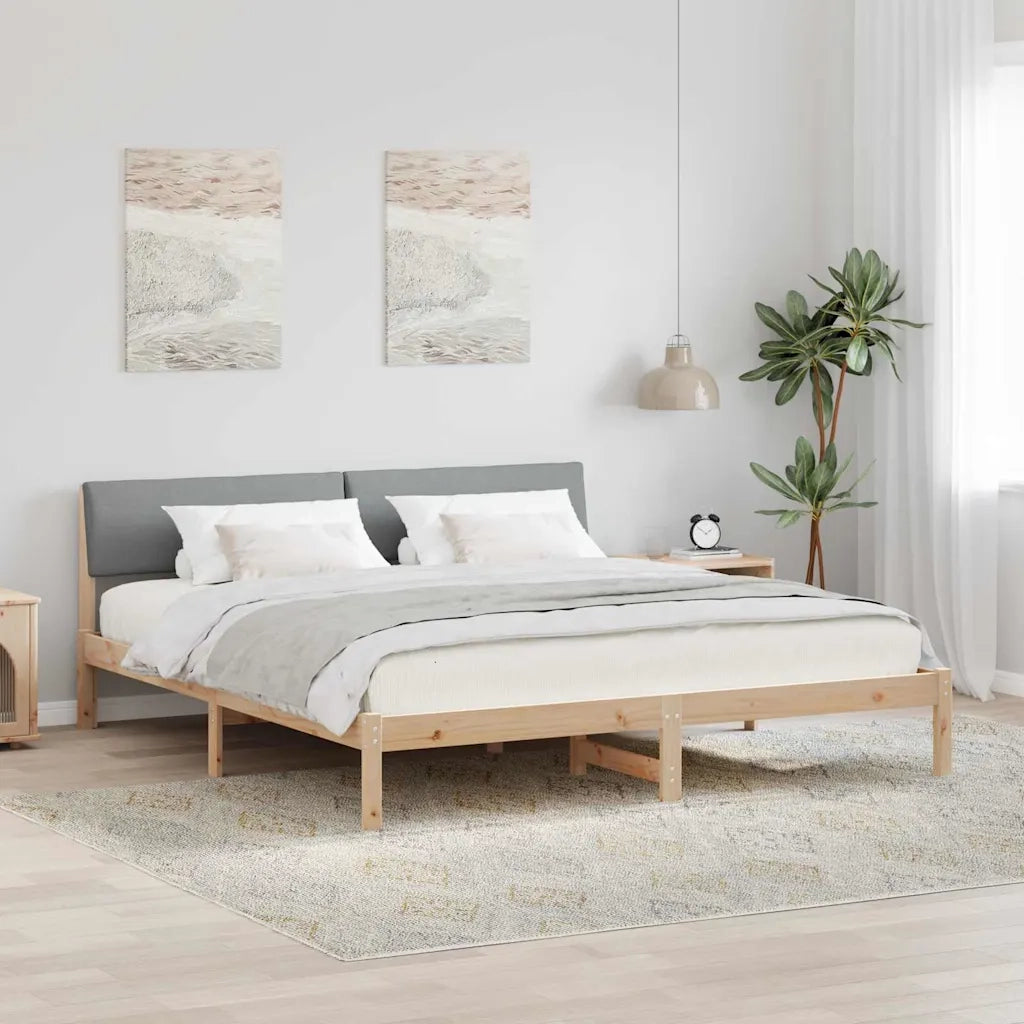 Struttura del letto-Giroletto Marrone e grigio chiaro 200 x 200 cm 561910