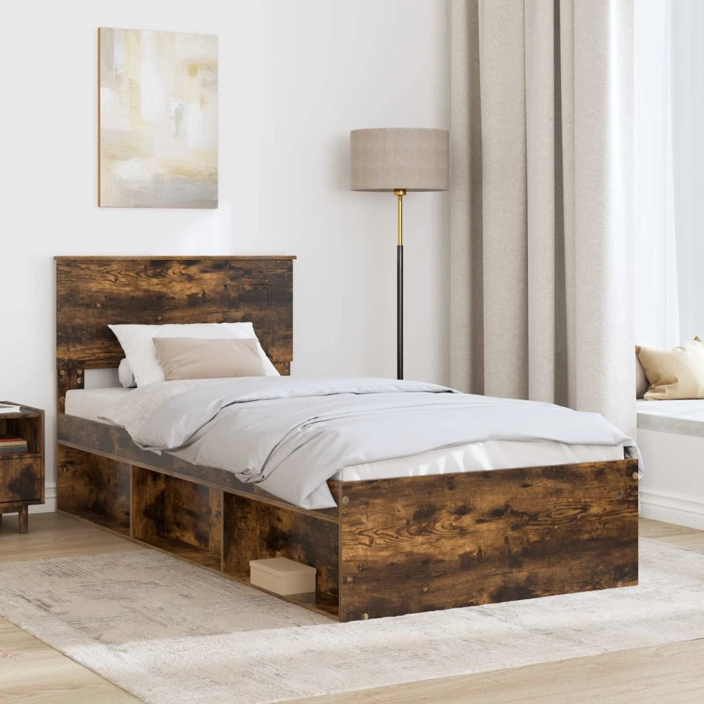 Struttura del letto Rovere fumé 100 x 200 cm Legno multistrato