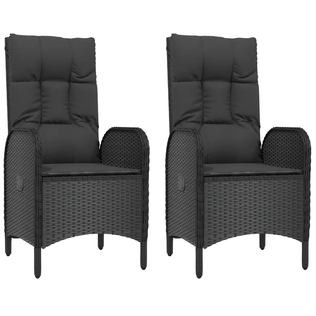 Set da Pranzo da Giardino 3 pz con Cuscini Nero in Polyrattan 3185167