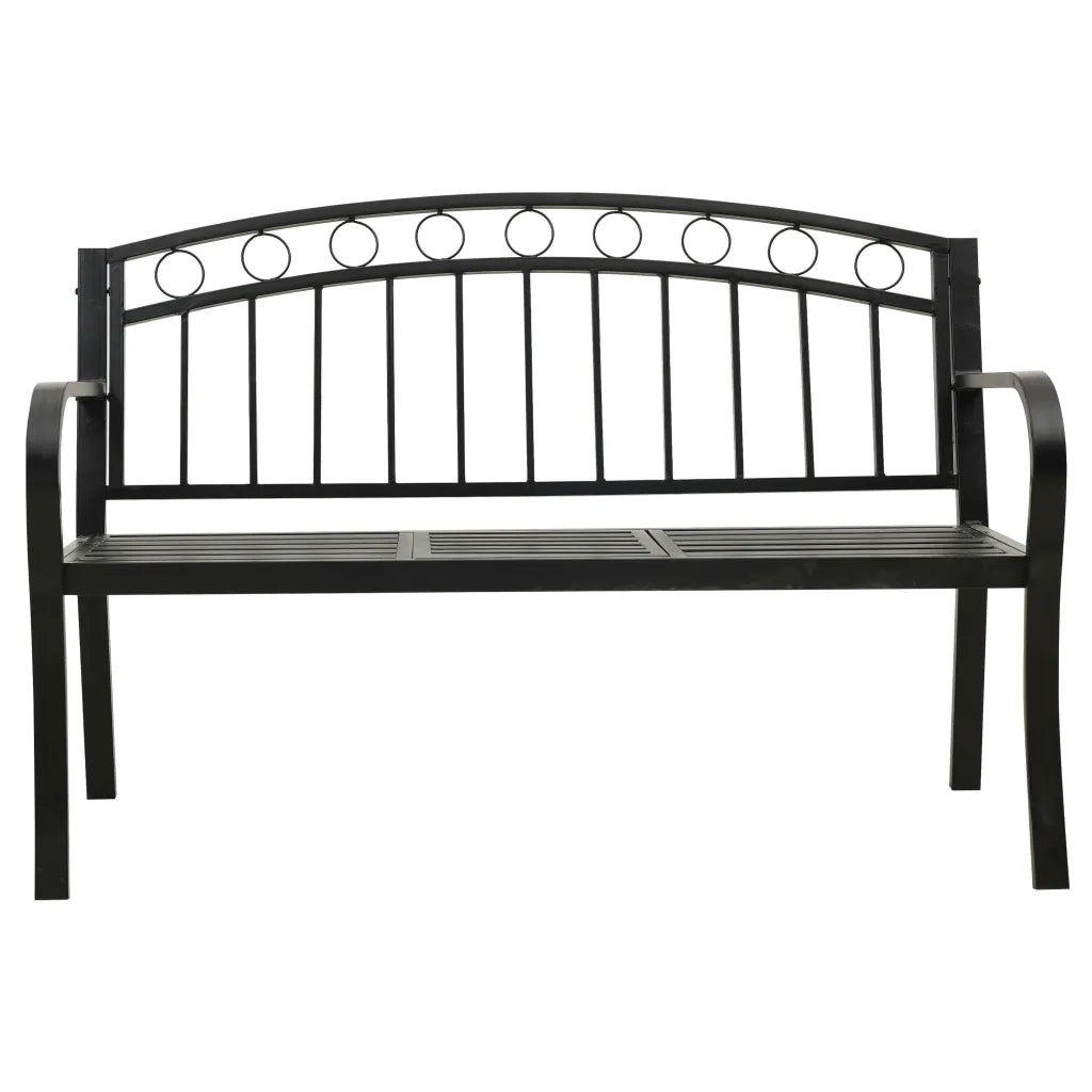Panca da Giardino con Tavolino Nero 120 cm Acciaio