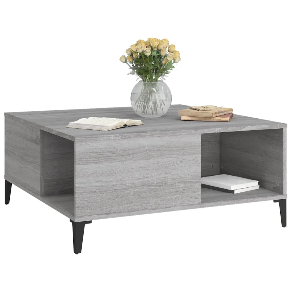 Tavolino Salotto Grigio Sonoma 80x80x36,5 cm Legno Multistrato 821106