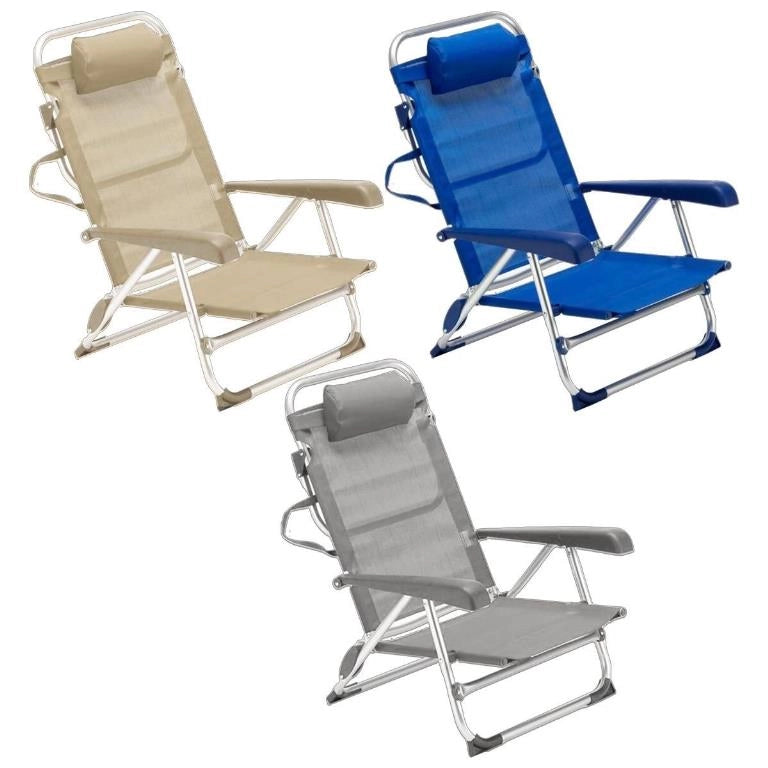 1 Pezzo Spiaggina Relax in Alluminio e Tessuto Texilene 4 Posizioni 3 Colori