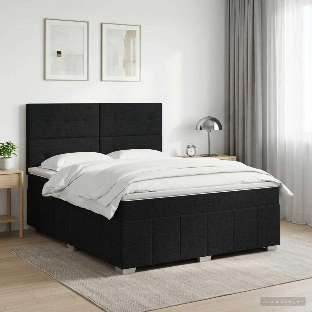 Letto box spring con materasso Nero 140 x 190 cm Tessuto 3454136