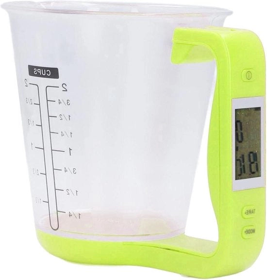 Pesa Elettronica per Cucina - 1 kg - Display LCD - Misuratore Digitale - Pesa Alimenti - Caffè, Latte, Spezie - Verde