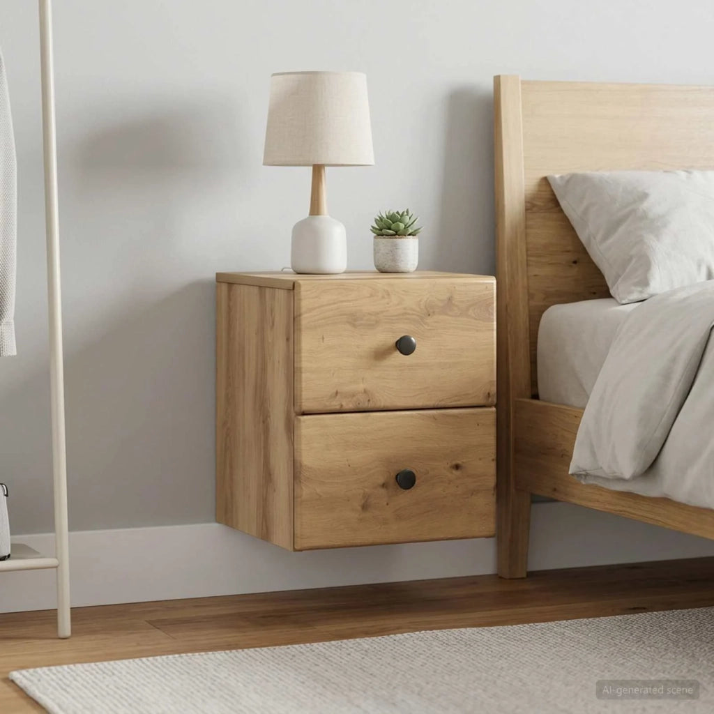 Mobiletto da notte a muro con cassetto 2 pcs Rovere Artigianale 899164