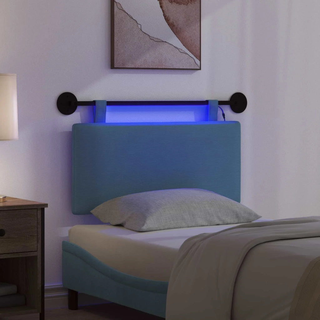 Testiera | Testata sospesa Con luce LED Blu Tessuto in Cords