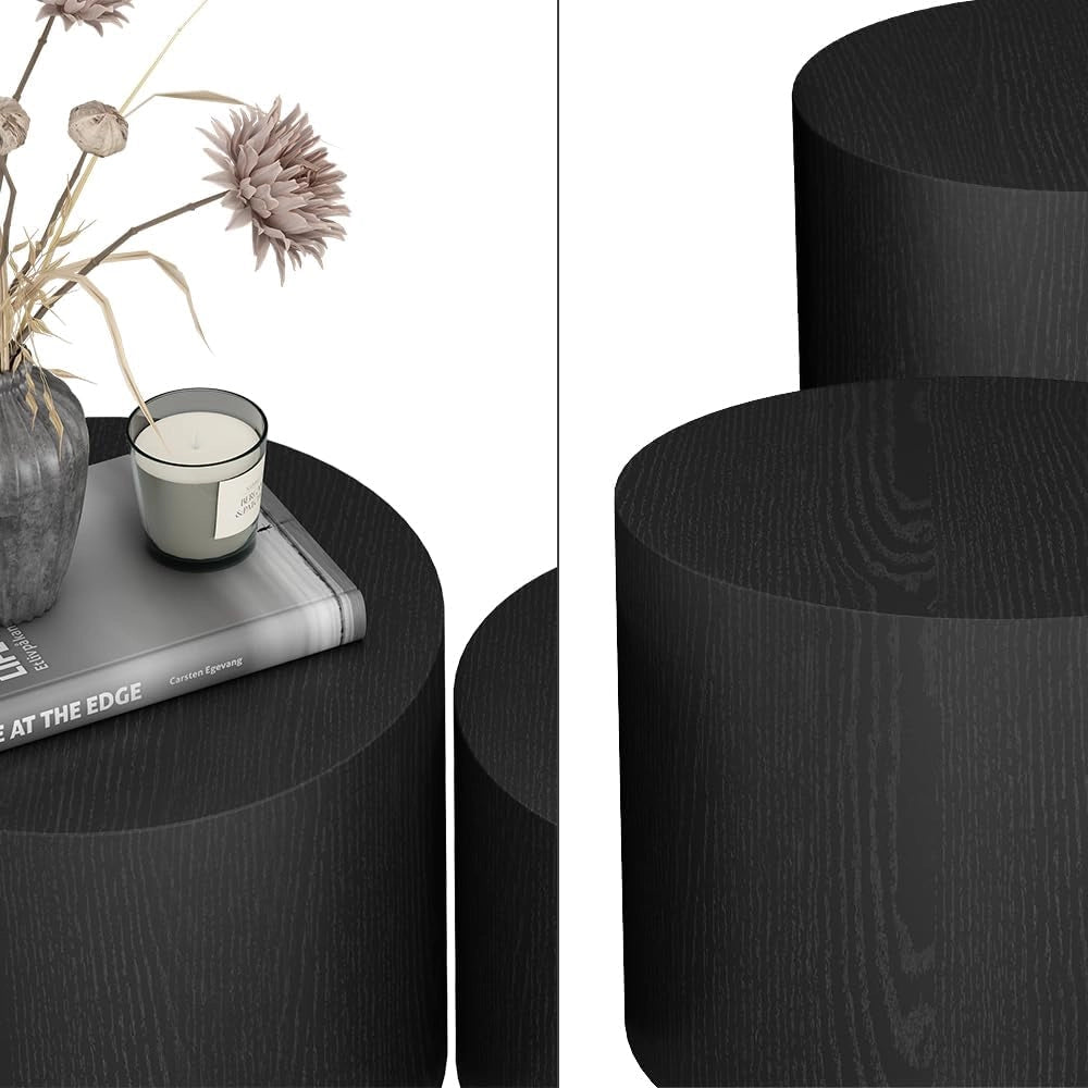 Set di tavolini Giva, Nero, 48 x 48 cm, adatti come tavolini da salotto e per aree lounge