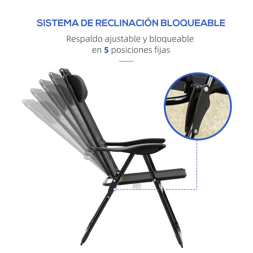 Sedia da pranzo pieghevole con schienale reclinabile ¨C Zephmum ¨C Nero 62x70x109 cm
