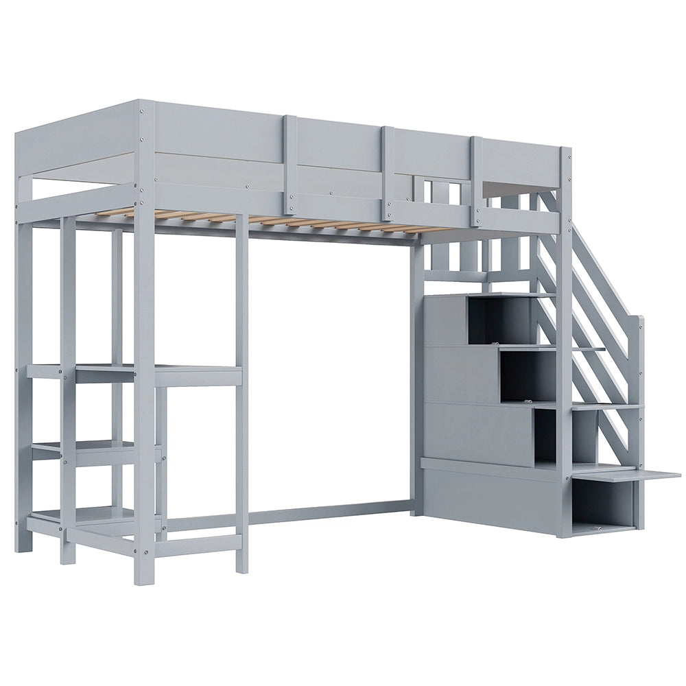 Letto a castello - Xylo - 90x200 cm pino contenitore grigio