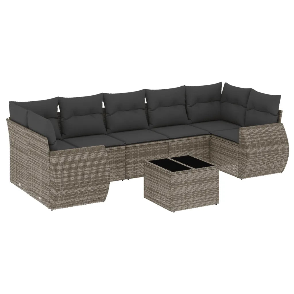 Set Divano da Giardino 8 pz con Cuscini Grigio in Polyrattan 3253477