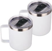 Set di due tazze a doppio strato in acciaio inossidabile per caffè da 14 oz - set di due tazze a doppio strato in acciaio inossidabile per caffè da 14 oz con coperchio e becher termico - tazze per il camping - regali di Natale