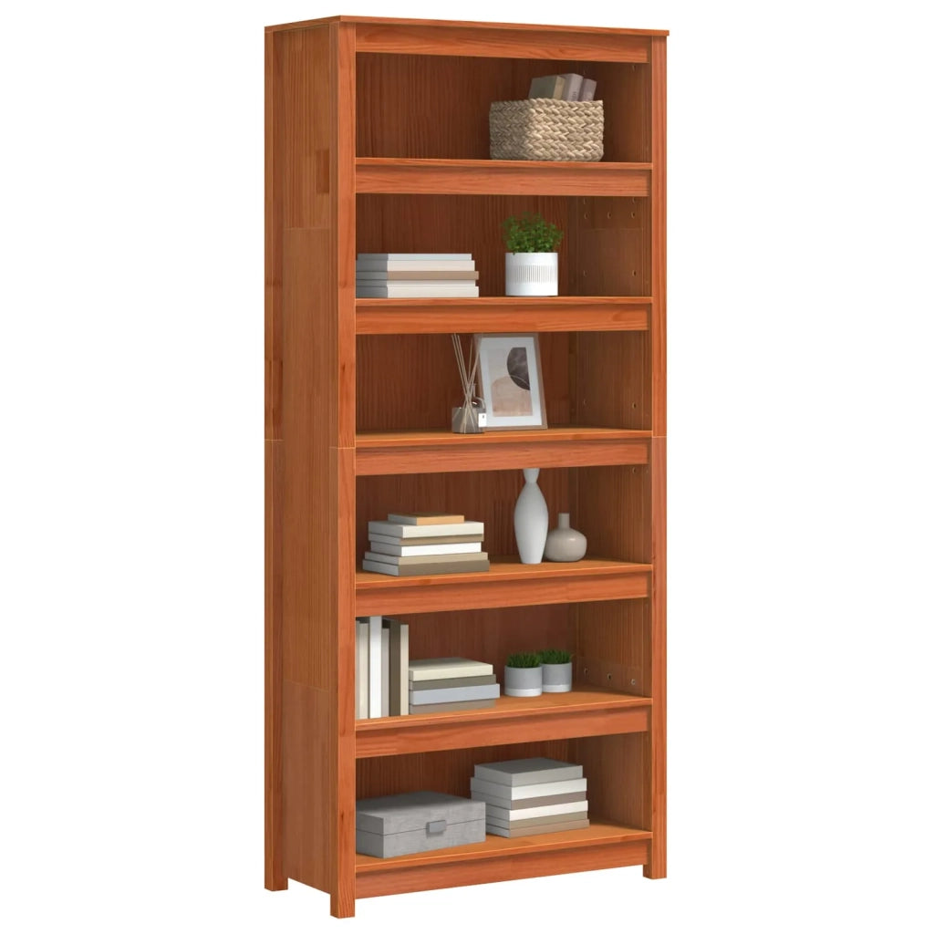 Armadio per Libri Marrone cerato 80 x 35 x 183 cm Pino massello