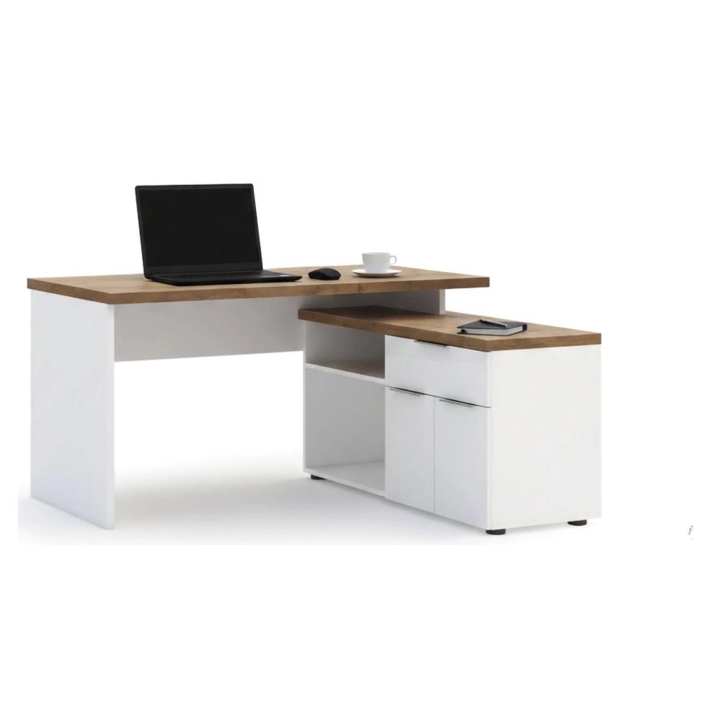 Belpasso, Scrivania un Cassetto Made in Italy, 140x120x75h cm Bianco Lucido