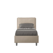 BS COM Letto singolo senza rete imbottito 80x190 similpelle tortora