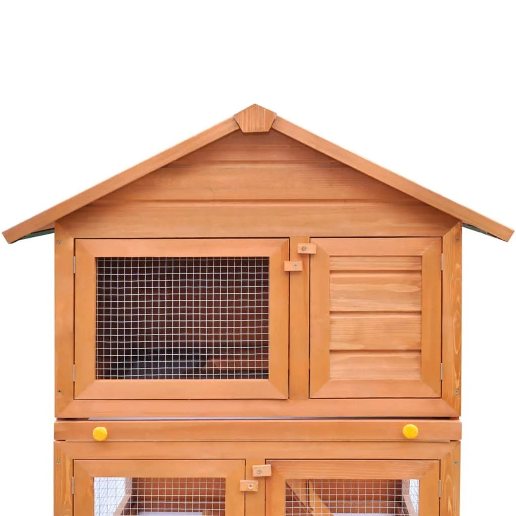 Gabbia/recinto da esterno 80 x 71 x 160 cm per piccoli animali 3 livelli legno 02_0000619