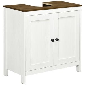 Mobile Sotto Lavabo Bagno 60x30x60 cm con Ripiano Interno Regolabile in Legno Bianco e color Noce