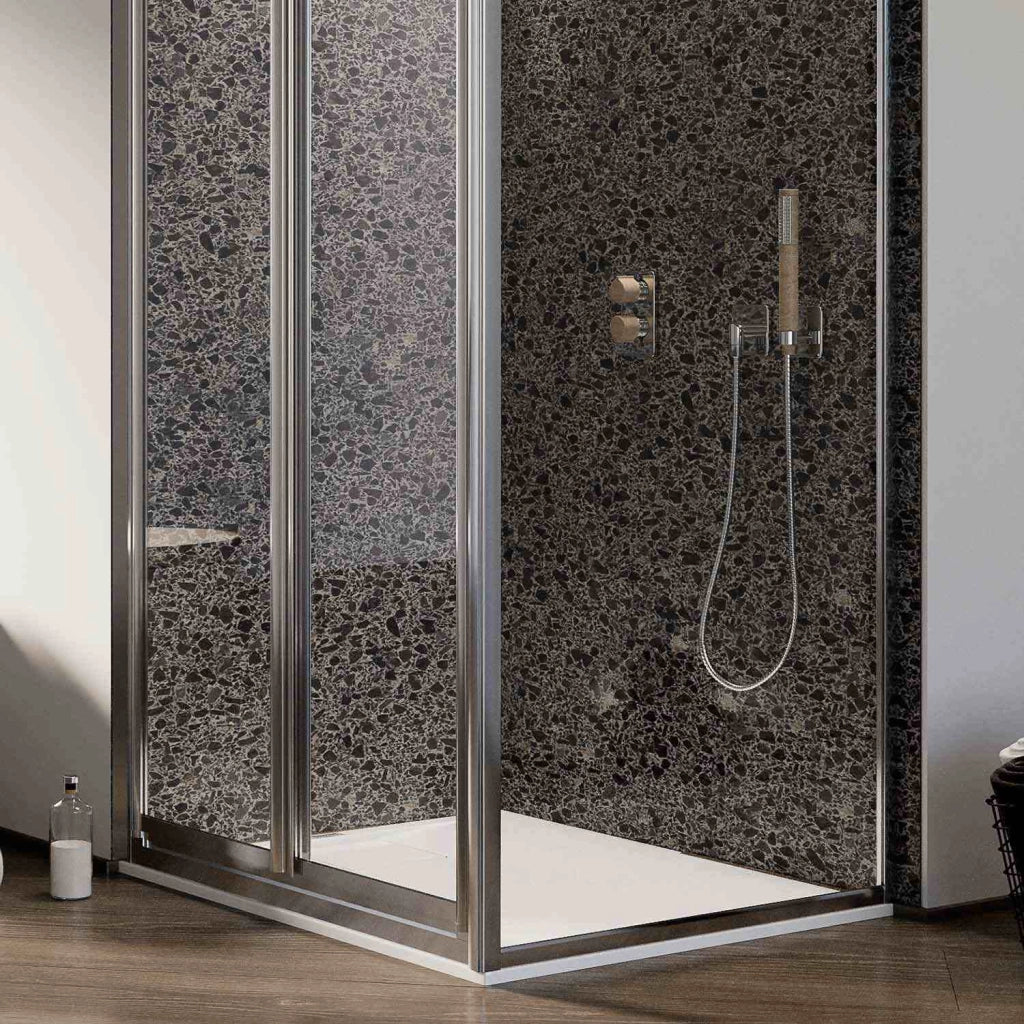 Box Doccia Angolare 80x90CM H185 Cristallo Trasparente Fisso+Saloon 2 Ante Battente 90 mod. Clint