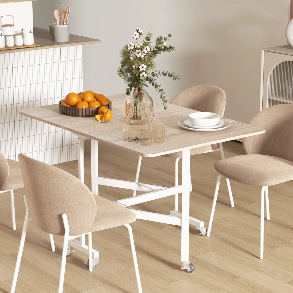 EasyComfort Tavolo Pieghevole Moderno a 2 Ribalte con Rotelle in MDF e Acciaio, 120x80x73cm, Marrone