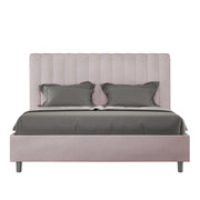 Letto queen size con rete imbottito 150x210 microfibra glicine Agueda