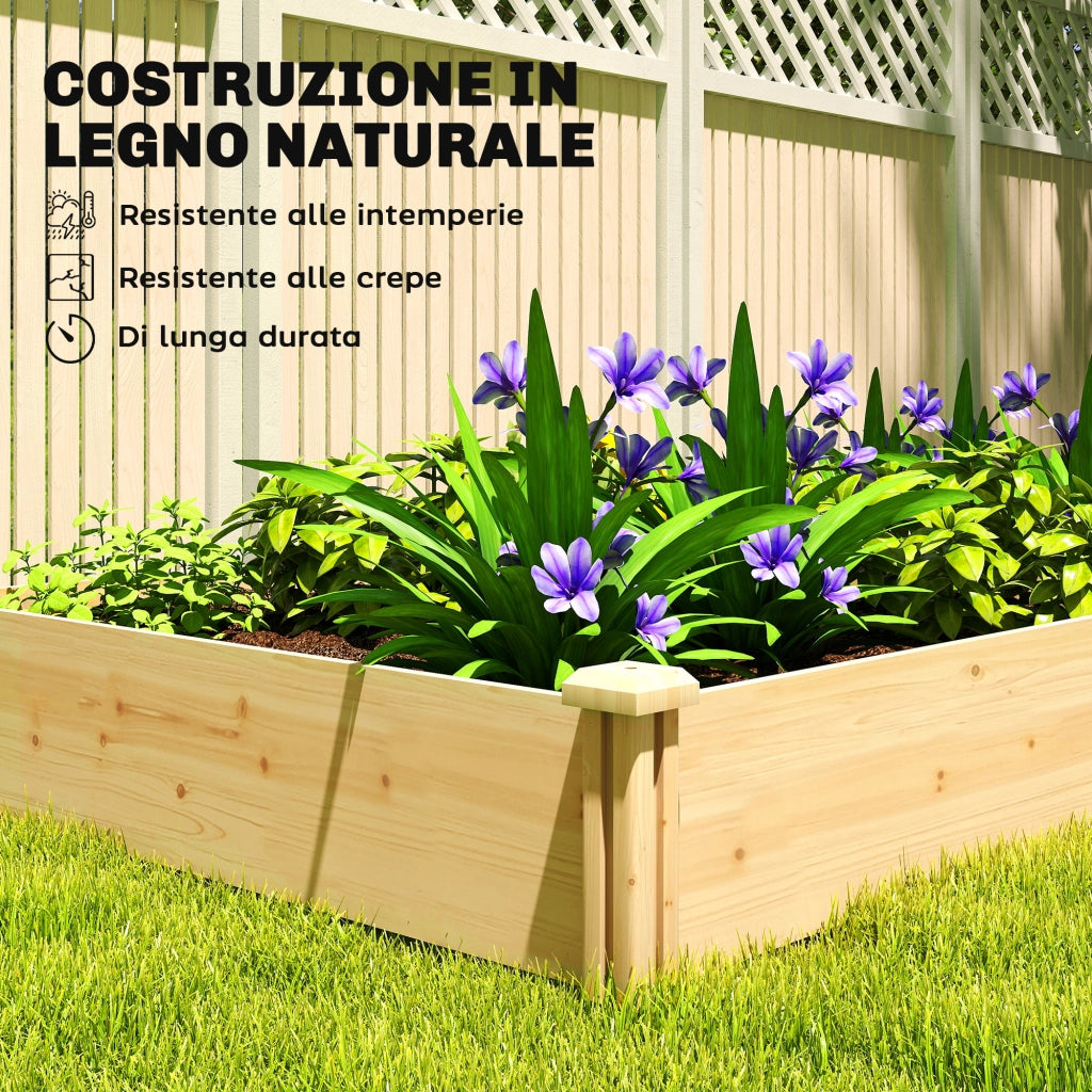 Orto in Cassetta 235x121x26 cm con Divisorio Centrale e Fondo Aperto in Legno di Abete