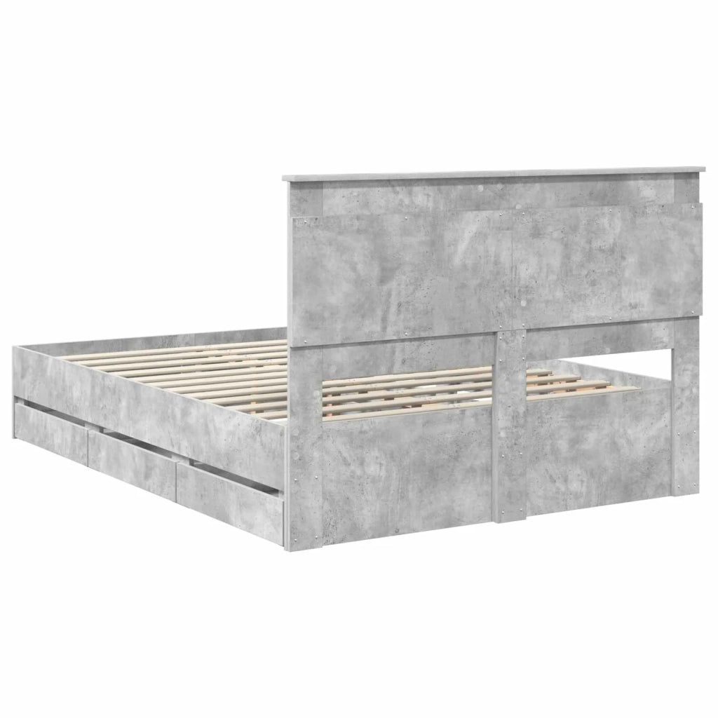 Struttura del letto con cassetto Grigio cemento 150 x 200 cm