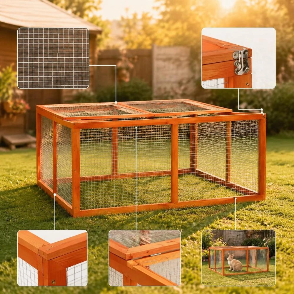 Rabbit Hutch 124x120x60 Cm Solid Fir Wood