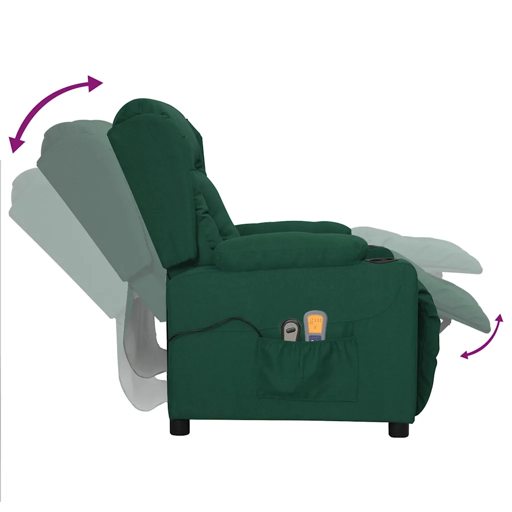 Poltrona Elettrica Massaggiante Verde Scuro in Tessuto cod mxl 60369