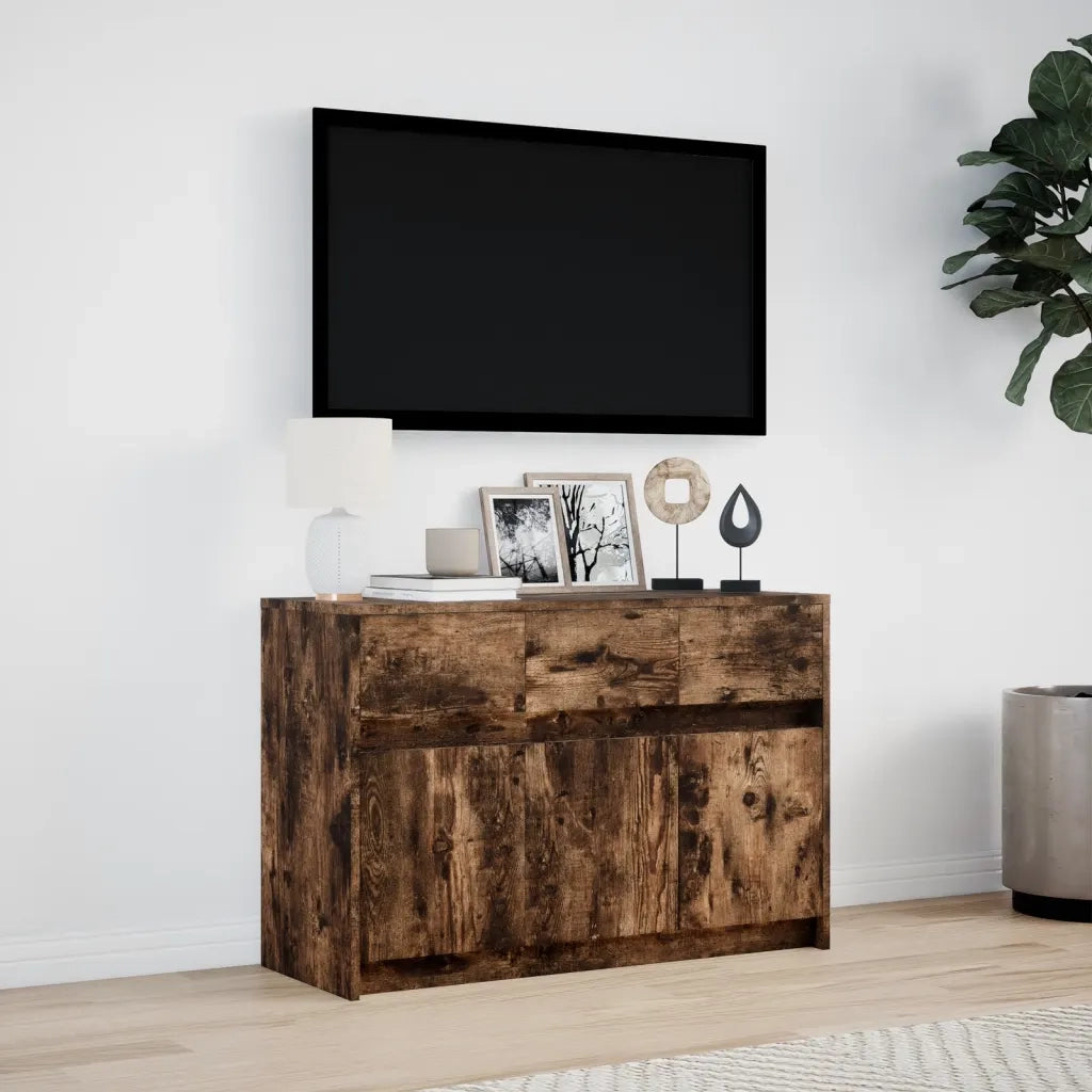 Mobile Porta TV con LED Rovere Fumo 91x34x61 cm in Truciolato 852184