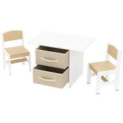 Set tavolo per bambini con 2 sedie e 2 cassetti in tessuto ergonomico 71 x 48 x 50 cm design moderno in MDF beige 20_0014077