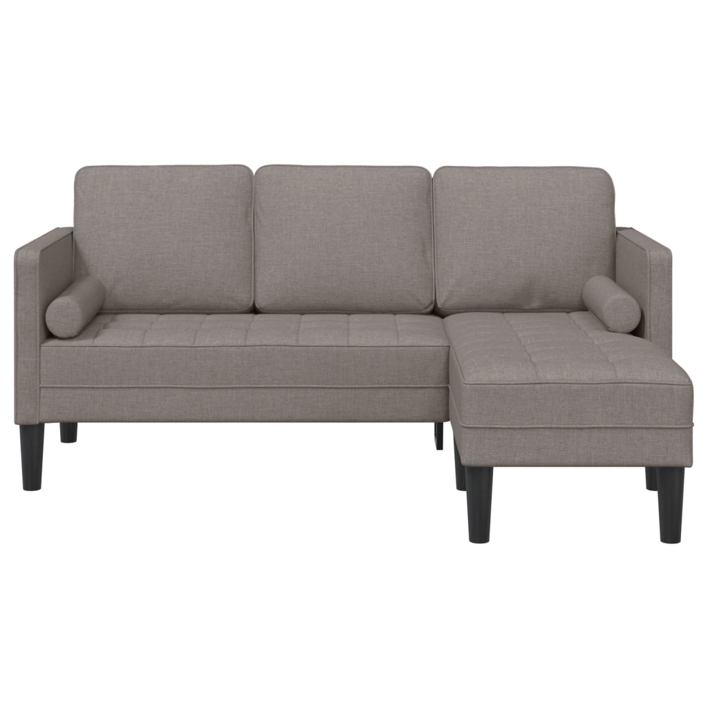 Divano L-shaped 3 posti Tortora 160 cm in tessuto -