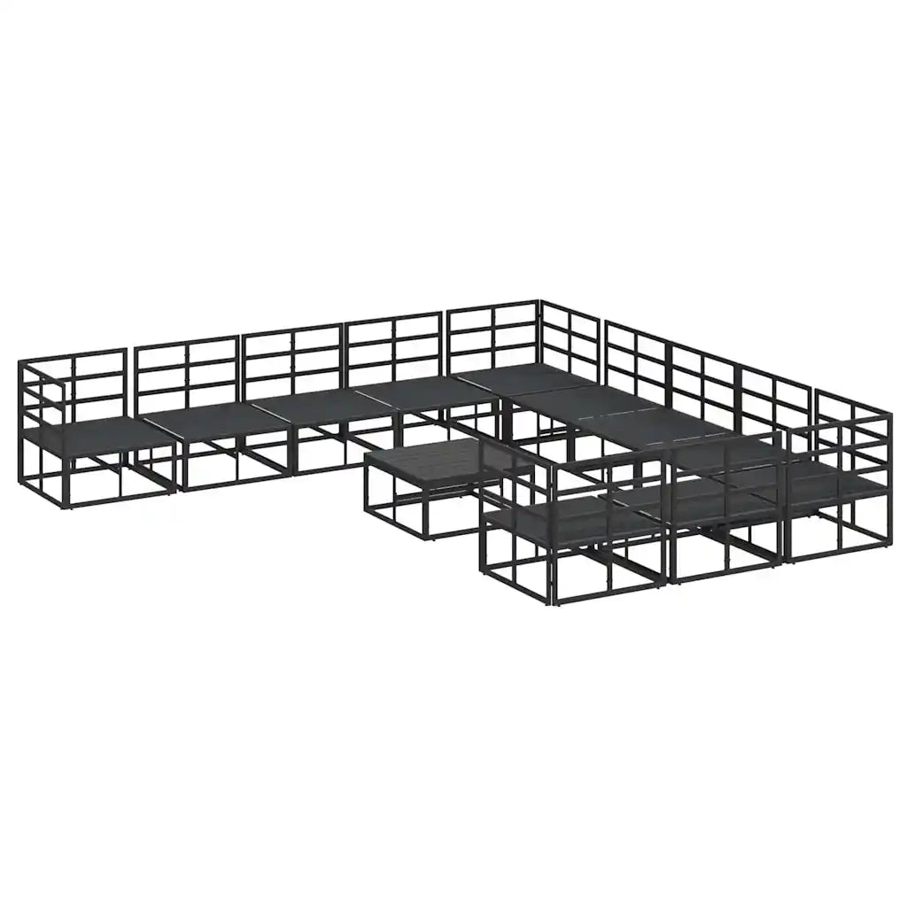 vidaXL Set Divano da Giardino con cuscino 12 pcs Nero Alluminio