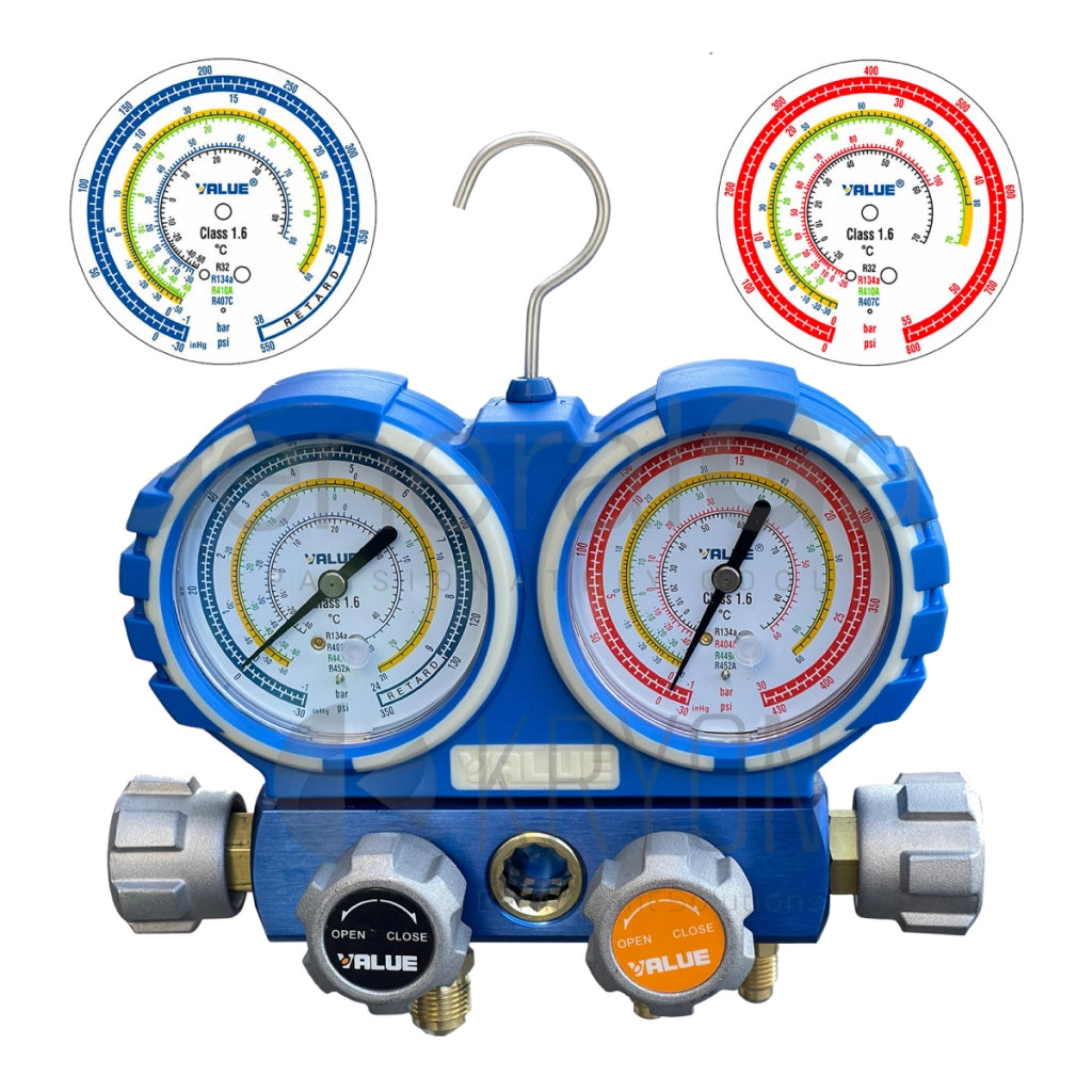 GRUPPO MANOMETRICO ANALOGICO A 4 VIE PER CONDIZIONAMENTO R32-R410A-R407C-R134A IN VALIGETTA - R32 -R410A -R134A -R404A  - GER