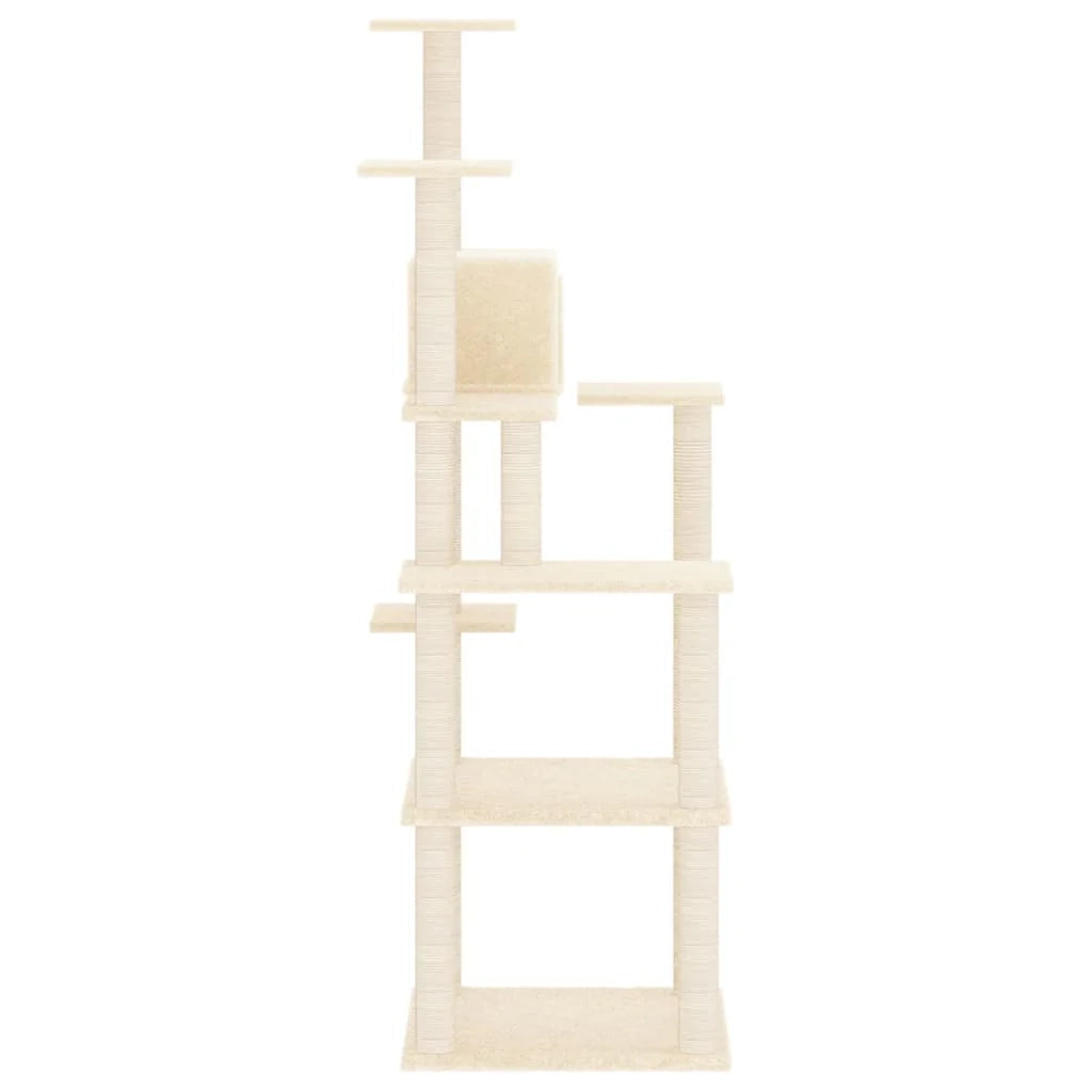 Tiragraffi per gatti torre per arrampicata giocattolo piattaforma per arrampicata con tiragraffi in sisal 153 cm crema 02_0022484