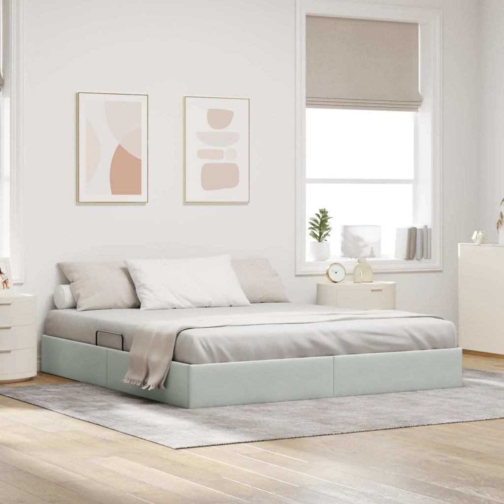 Letto ottomano Grigio Chiaro 180 x 200 cm Velluto 3442898