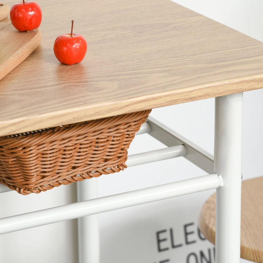 TAVOLO BAR Set da 3 pezzi stile industriale 80x50x90 cm MDF Bianco